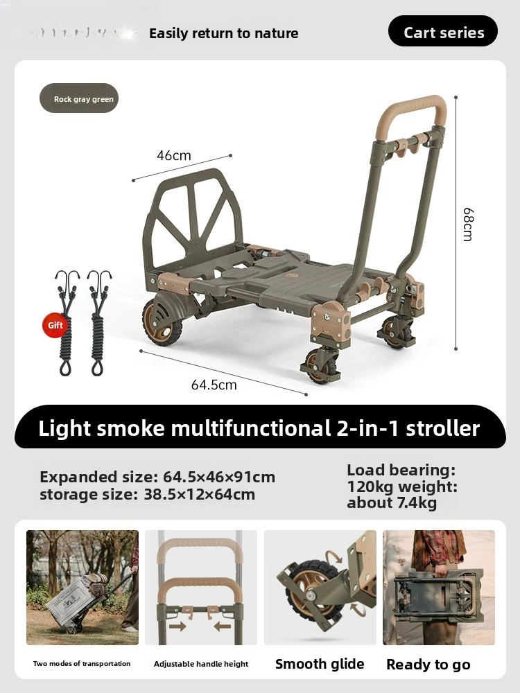 Outdoor Camping Trolley - Chariot pliable 2-en-1 Naturehike, chariot de