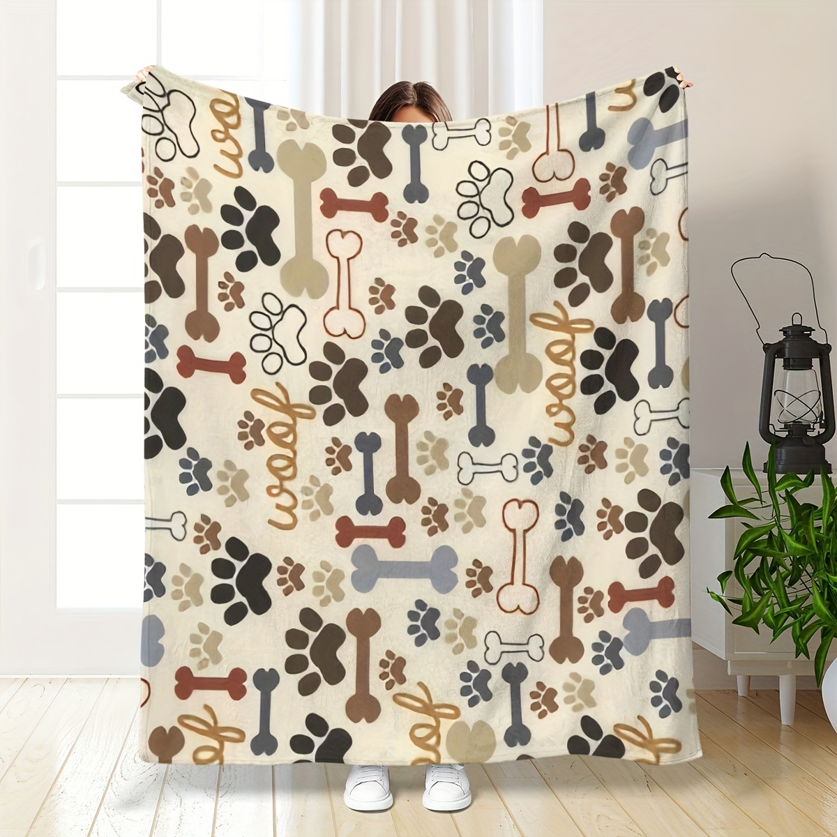 Outdoor Camping Dog Bed - 1 couverture polaire à motif de